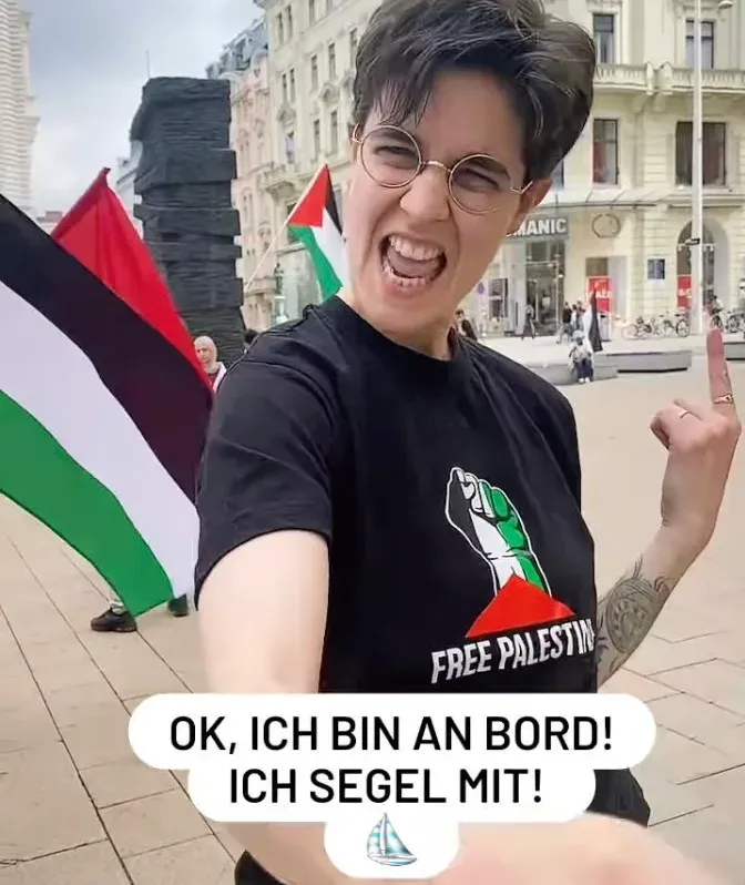 So kündigt Engelhorn ihre Segelreise nach Gaza an.