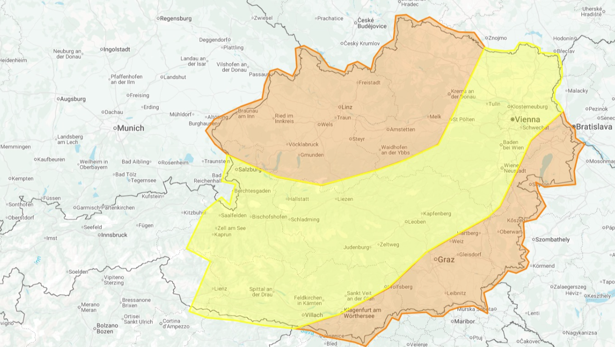 Ein Gewitter zieht am Samstag über weite Teile Österreichs.