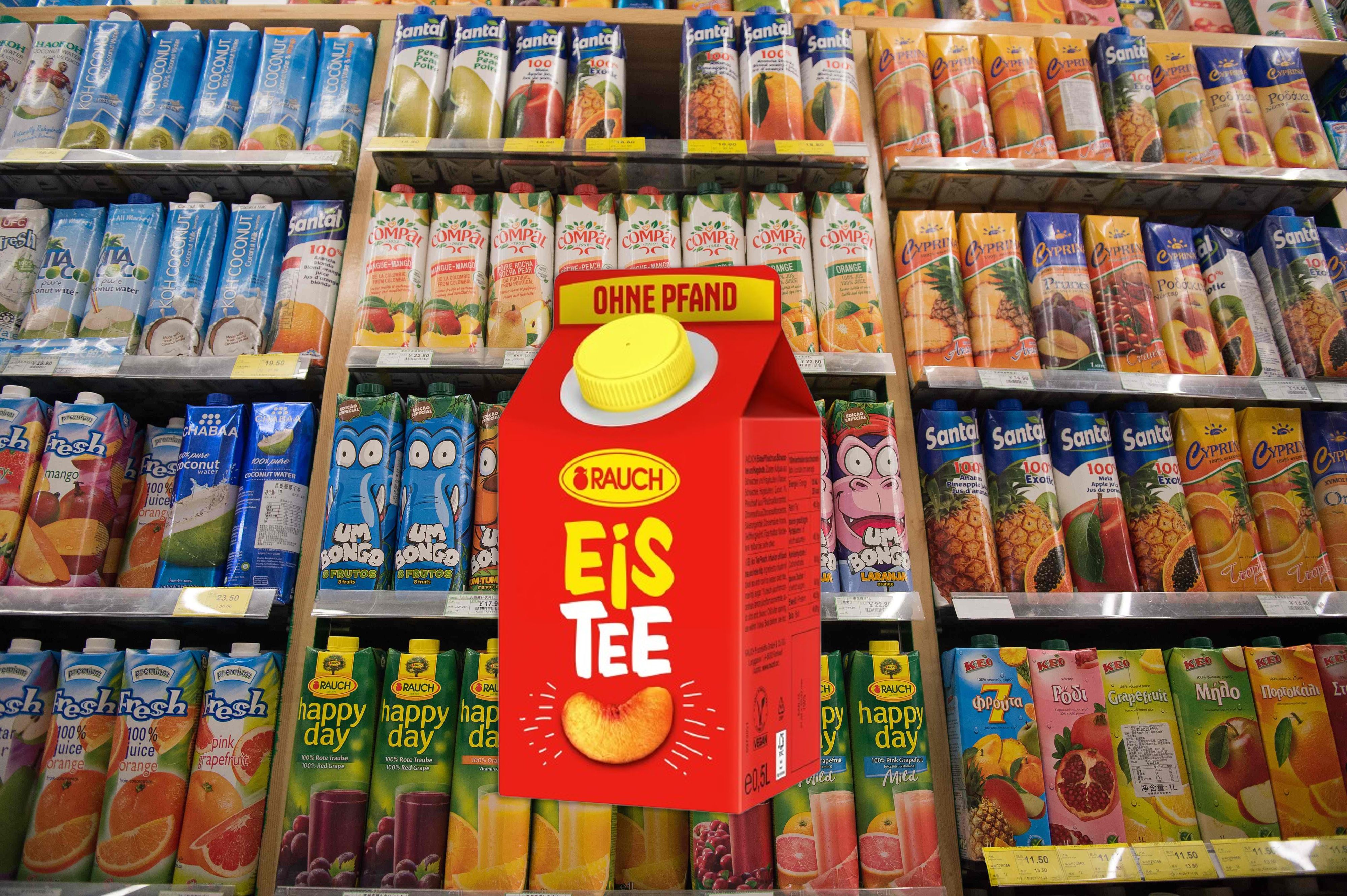 Auf dem Eistee-Karton steht ganz groß: 