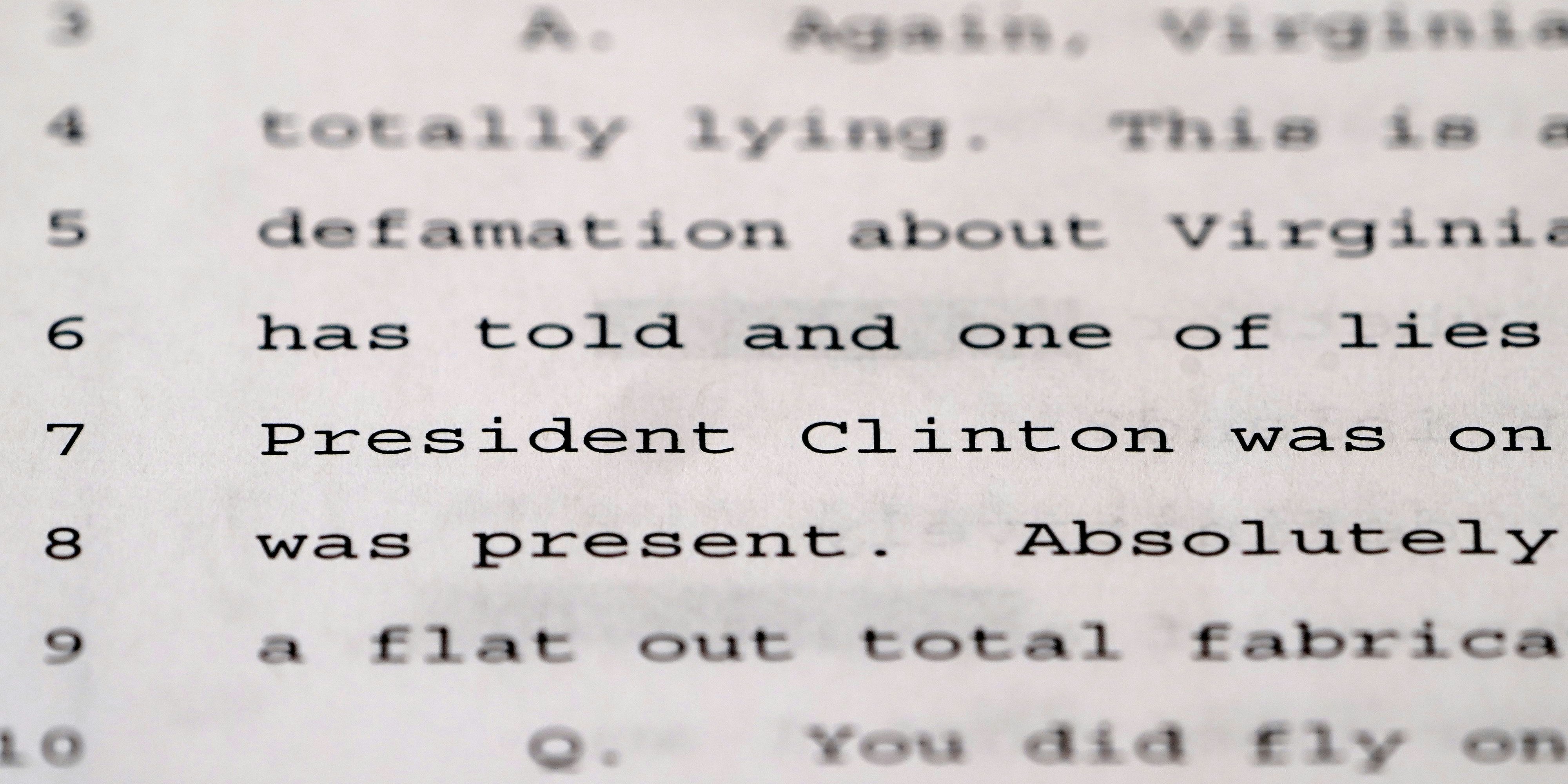 Der Name von Präsident Bill Clinton taucht in einer Aussage auf, die Epstein-Komplizin Ghislaine Maxwell 2016 im Zusammenhang mit dem Fall gemacht hat.
