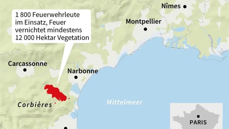 Hier wüten die Waldbrände in Südfrankreich