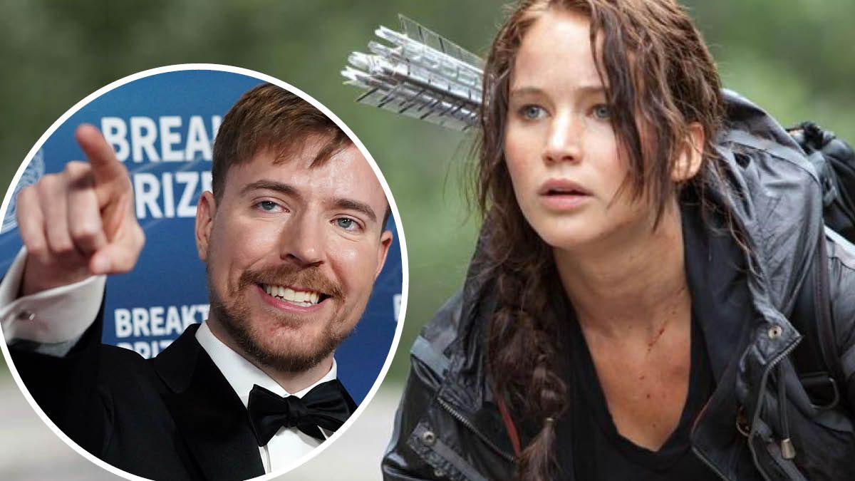 Tribute von Panem: Jennifer Lawrence spielte Katniss. Youtube-Star Mr. Beast (Kreis) will eigene Version drehen.