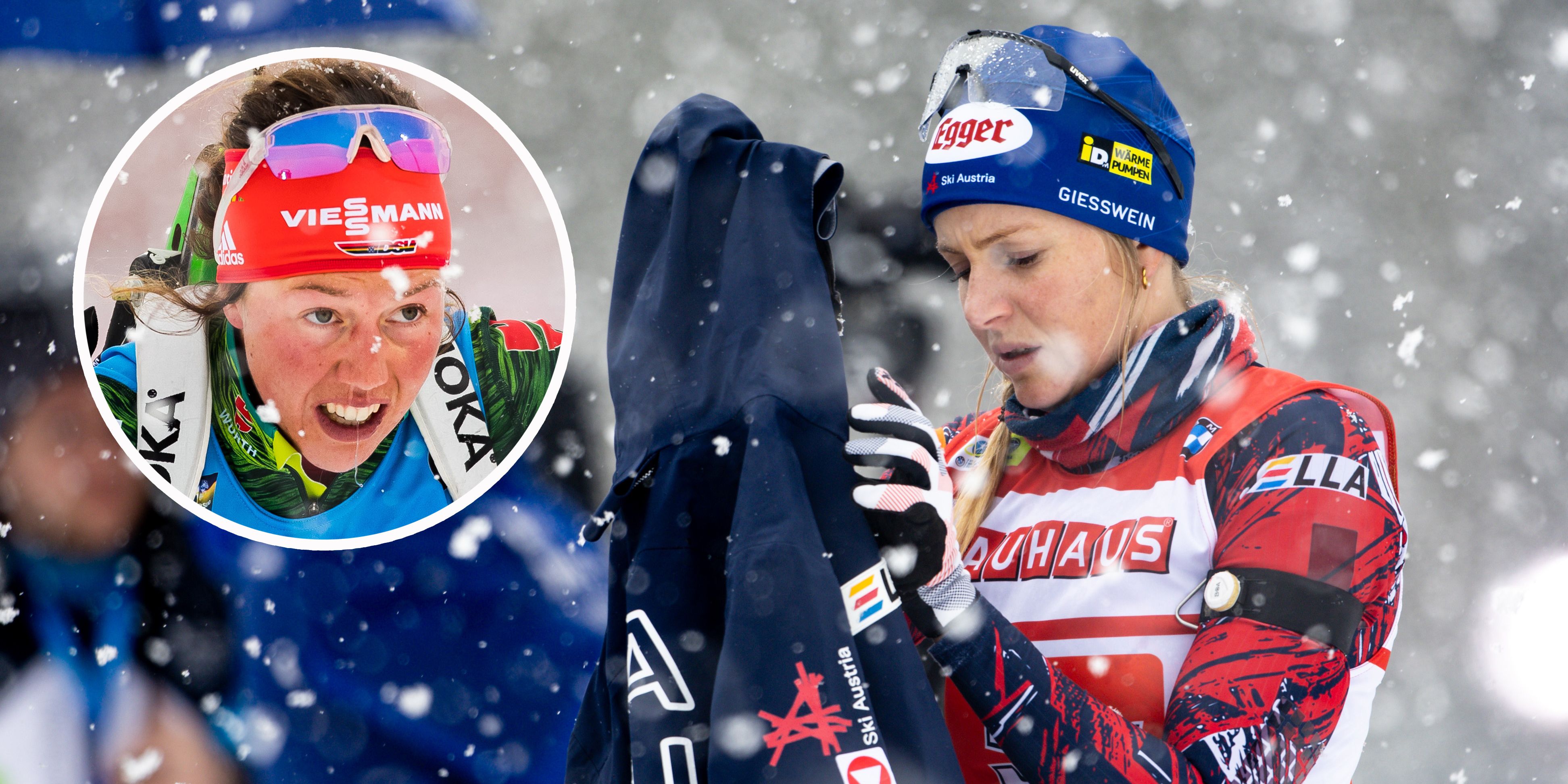 Lisa Hauser über Laura Dahlmeier (l.).