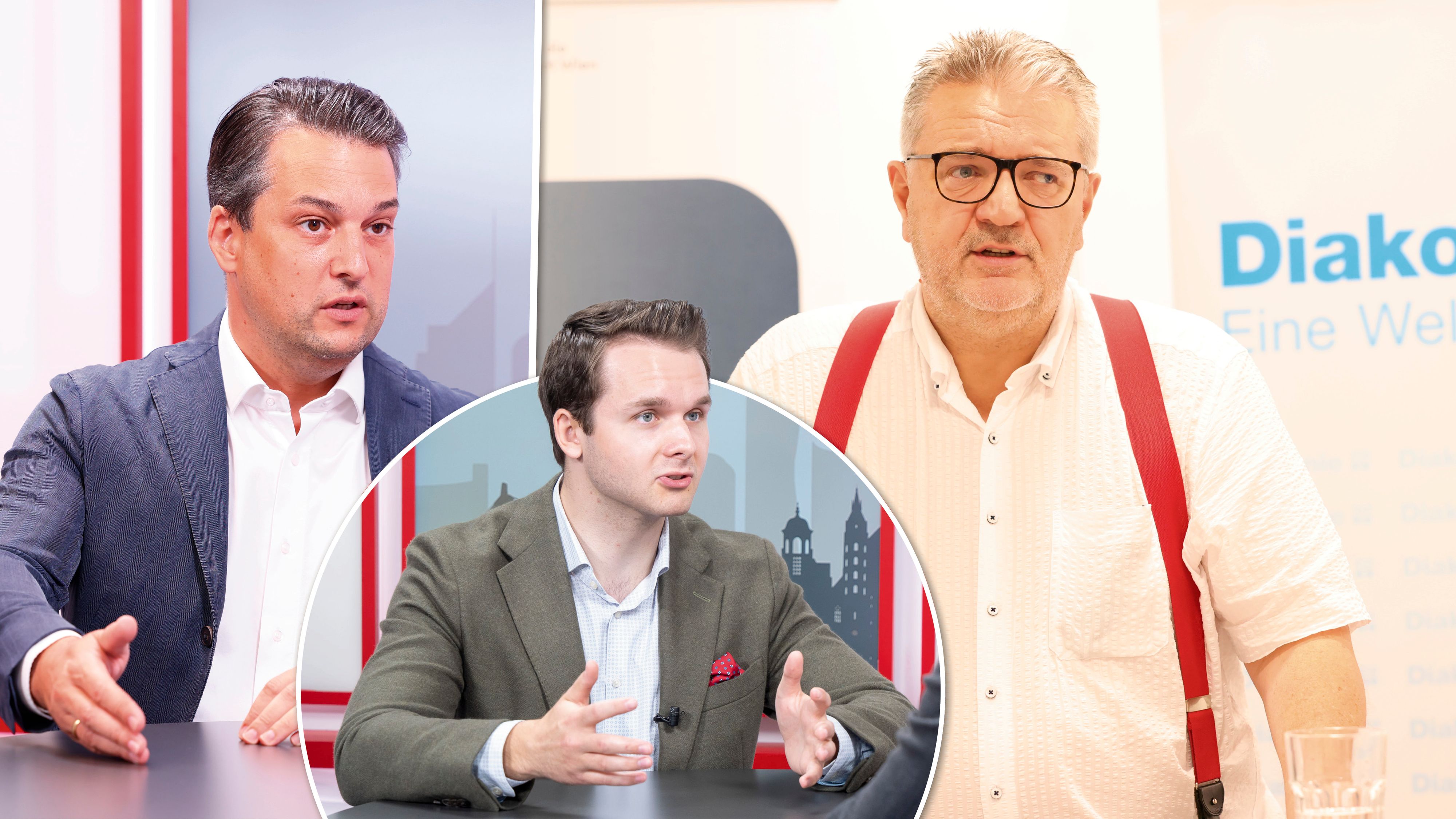 Dominik Nepp (FPÖ) und Harald Zierfuß (ÖVP) üben Kritik am derzeitigen System und an SPÖ-Stadtrat Peter Hacker (v.l.).