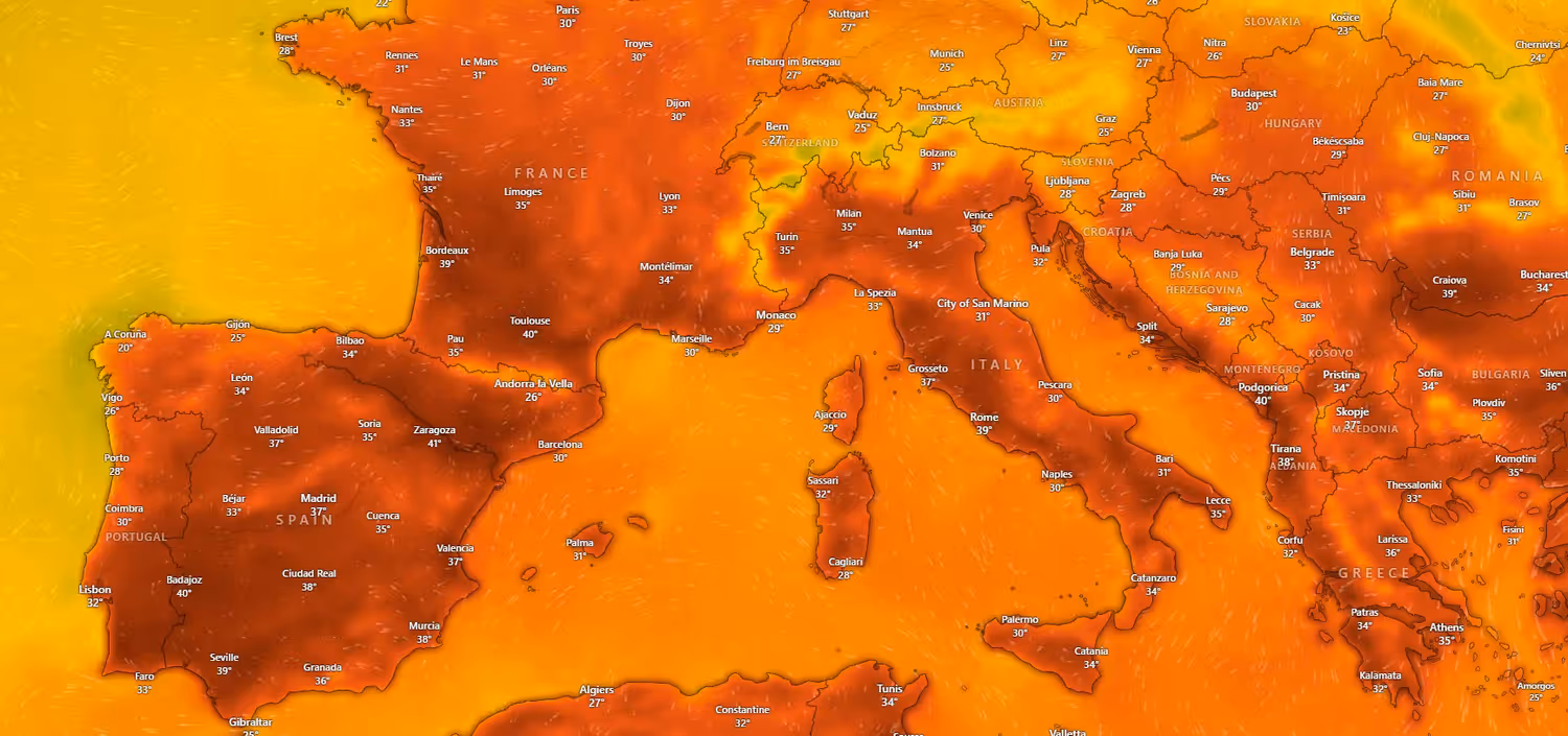 Über Südeuropa liegt eine Gluthitze.