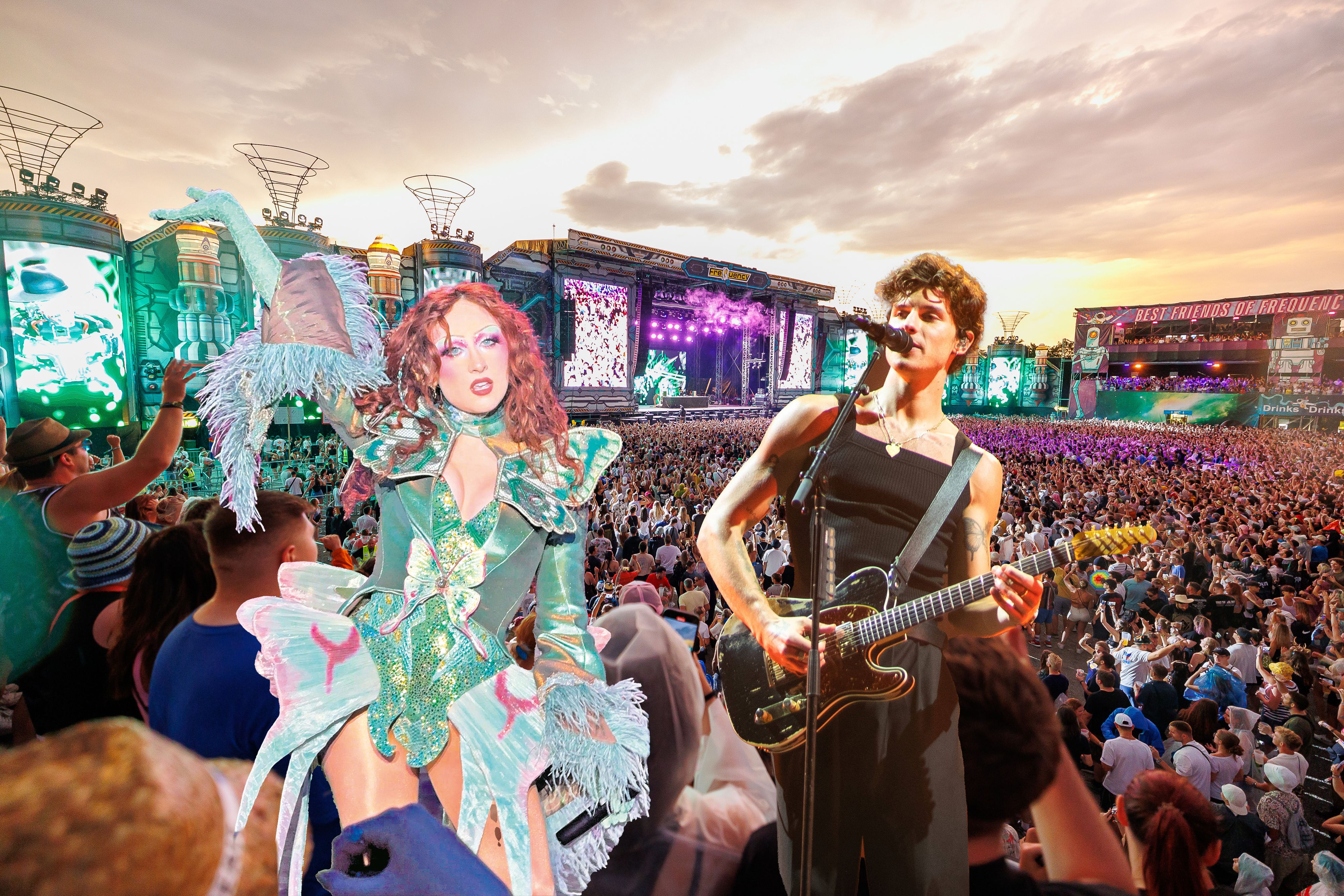 Chappell Roan (l.) heizt am Mittwochabend den Fans beim Frequency ein. Shawn Mendes (r.) ist am 14. August Headliner.