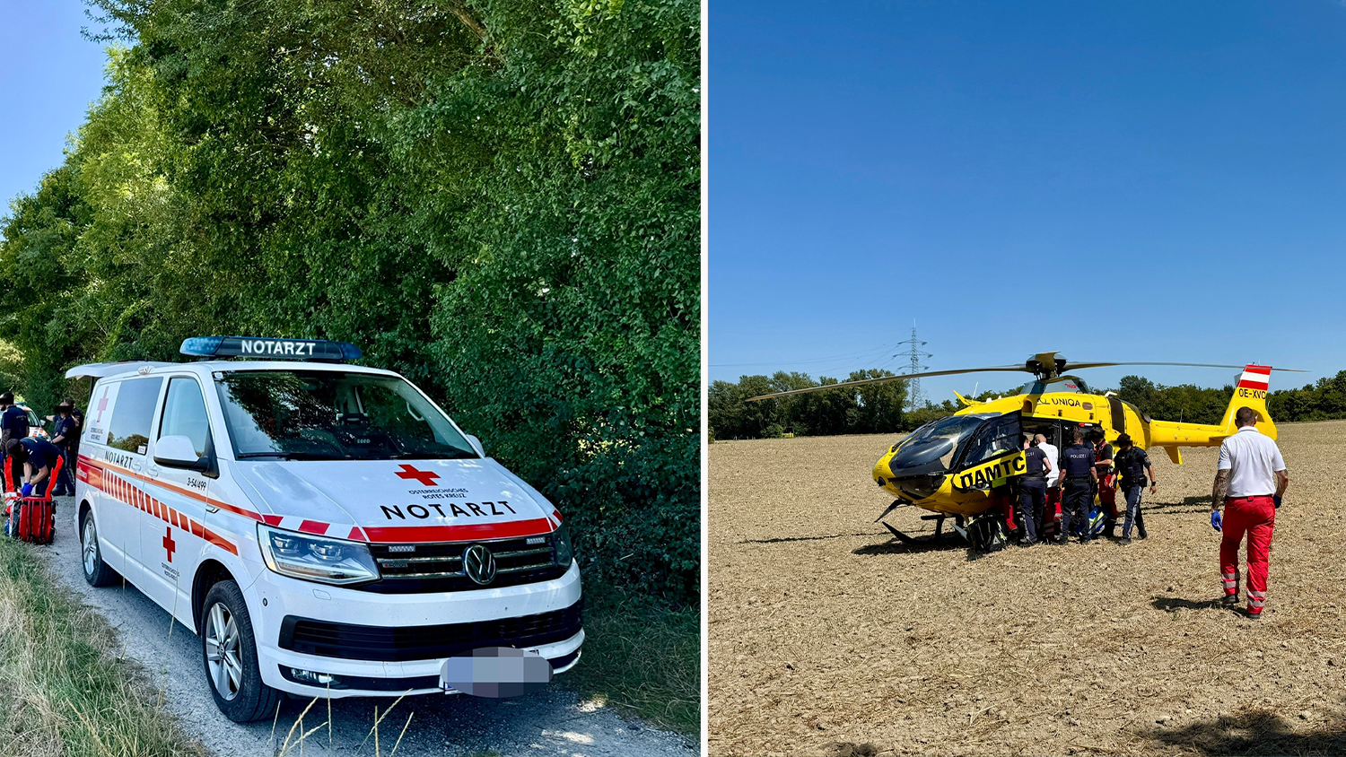 Der Mann wurde per Rettungshubschrauber abtransportiert