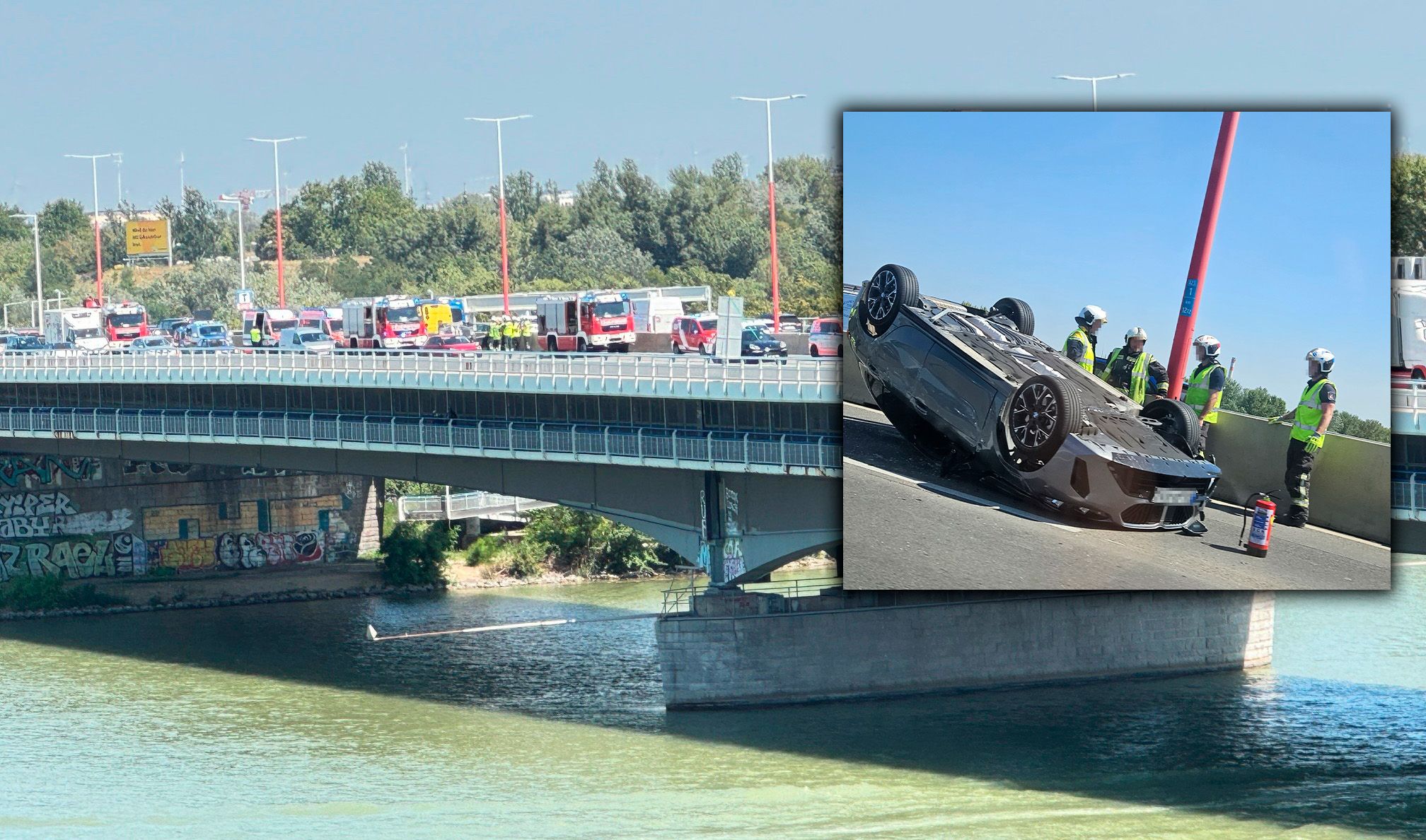 Stau nach Crash auf A23