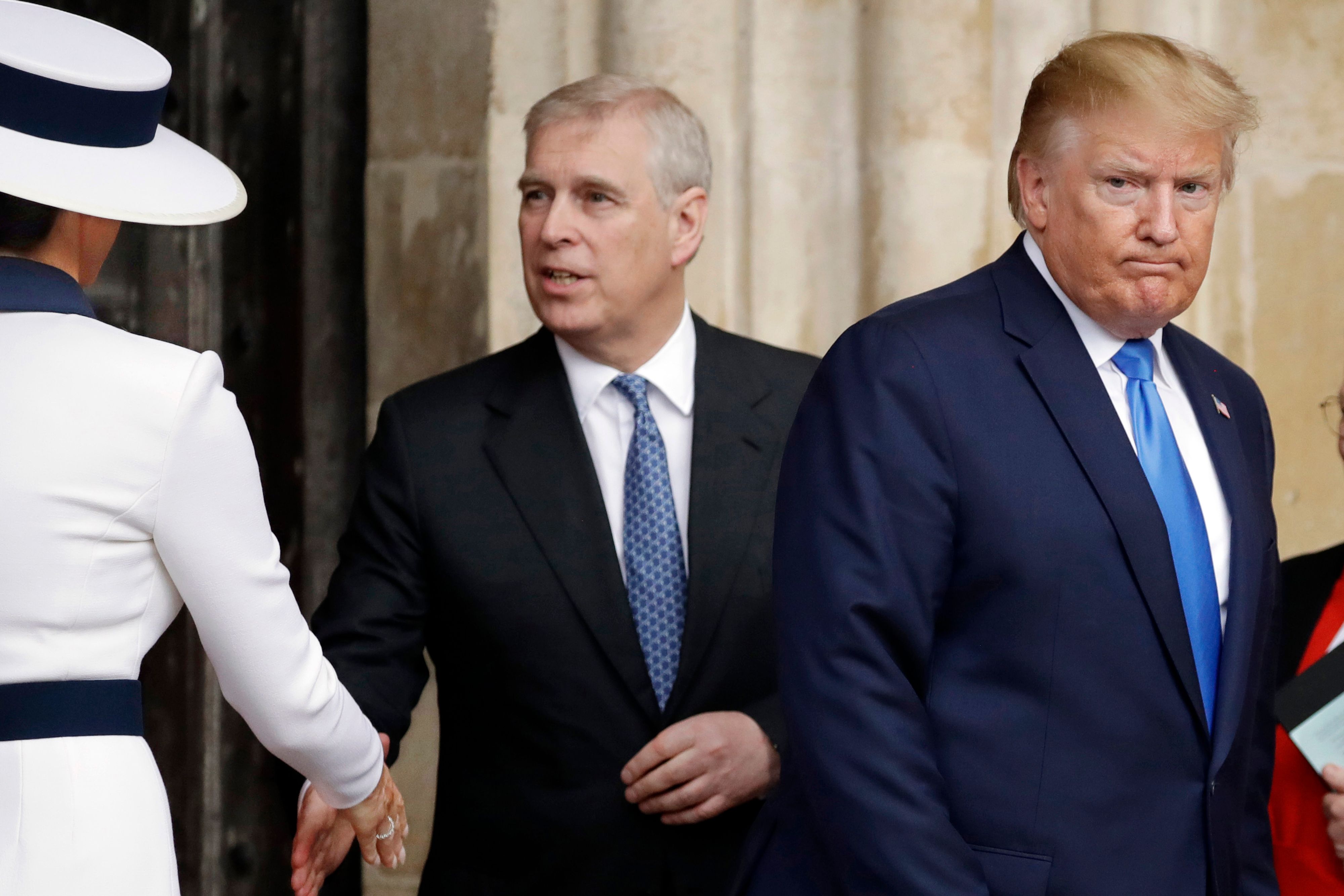 Andrew mit US-Präsident Donald Trump und First Lady Melania bei dessen London-Besuch 2019. Trump und Andrew lernten sich in den 1990er-Jahren über Vermittlung von Jeffrey Epstein kennen