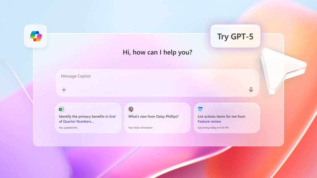 Über Microsoft 365 Copilot und Microsoft Copilot profitieren Unternehmens- und Endkunden automatisch von den leistungsstarken neuen KI-Reasoning-Fähigkeiten.