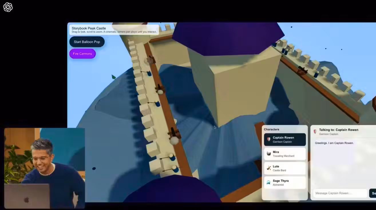 In wenigen Minuten wird mit GPT-5 während der Demo ein interaktives Game programmiert.