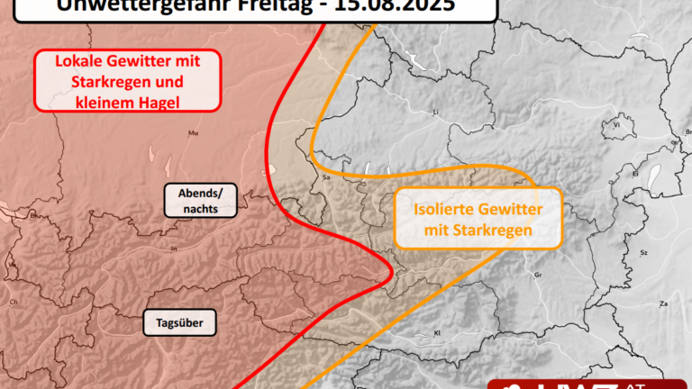 Gewitter und Unwetter – Prognose für den Freitag, Mariä Himmelfart