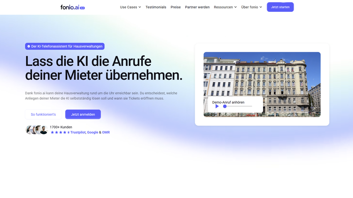 Hausverwaltungen setzen im Kundendienst auf fonio.ai, um für Mieter rund um die Uhr erreichbar zu sein.