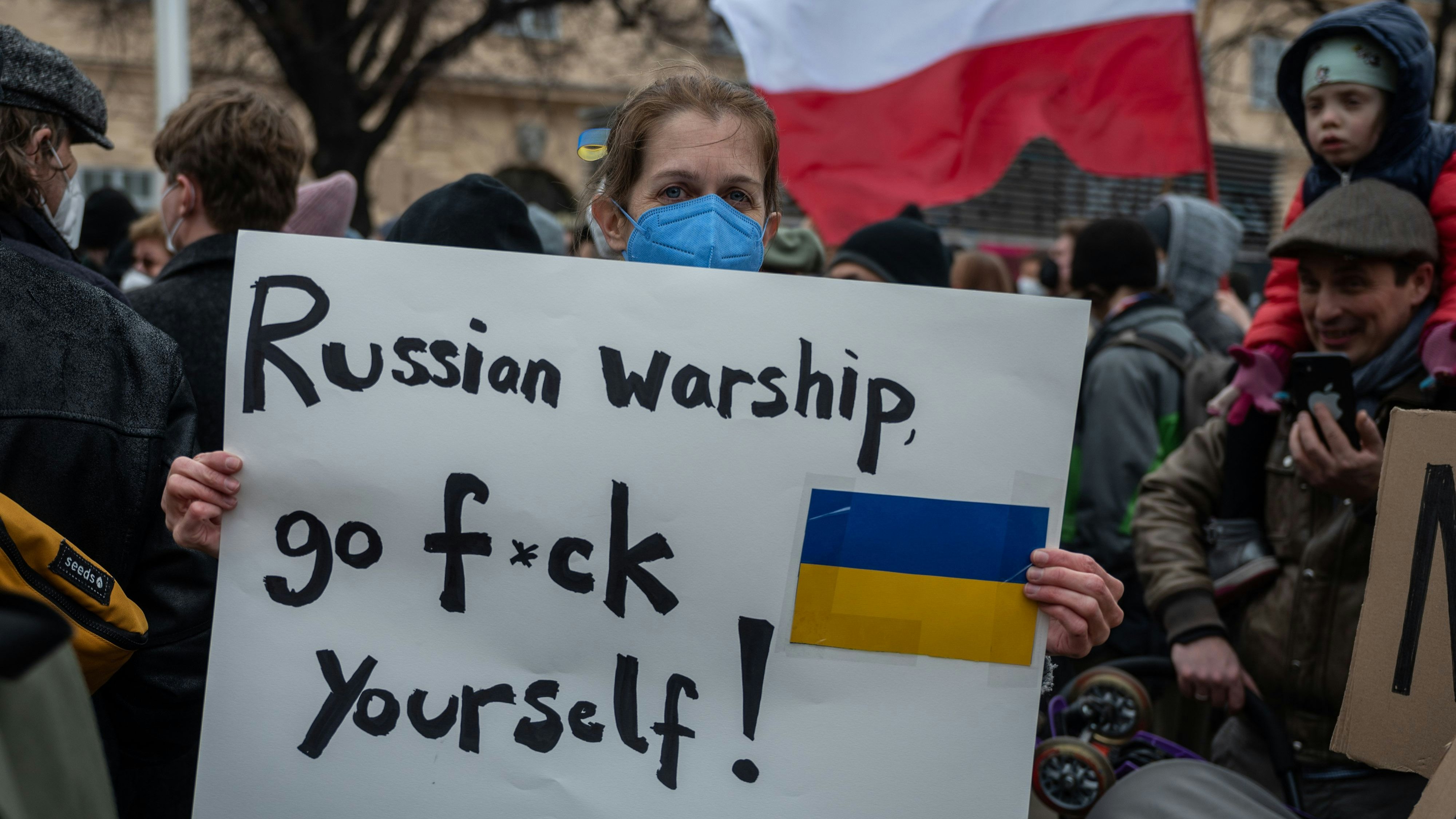 Protest in Wien gegen den Einmarsch der Russen in die Ukraine
