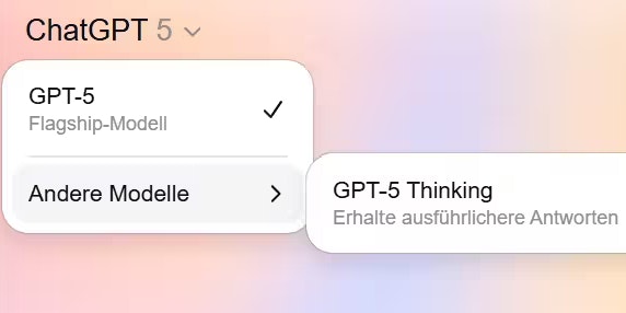Die alten Modelle sind verschwunden. Im Model-Picker gibt es nur noch GPT-5.