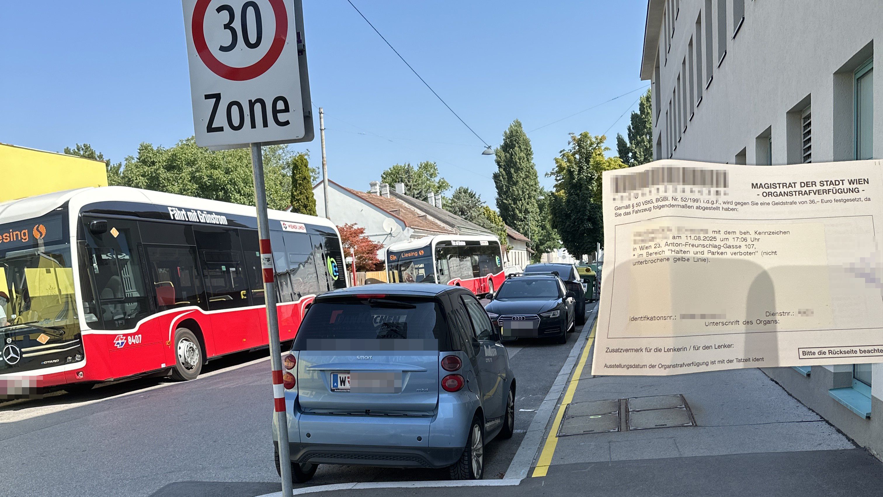 In der Anton-Freunschlag-Gasse parkte ein Anrainer hier jahrelang – und bekam nun eine Strafe.