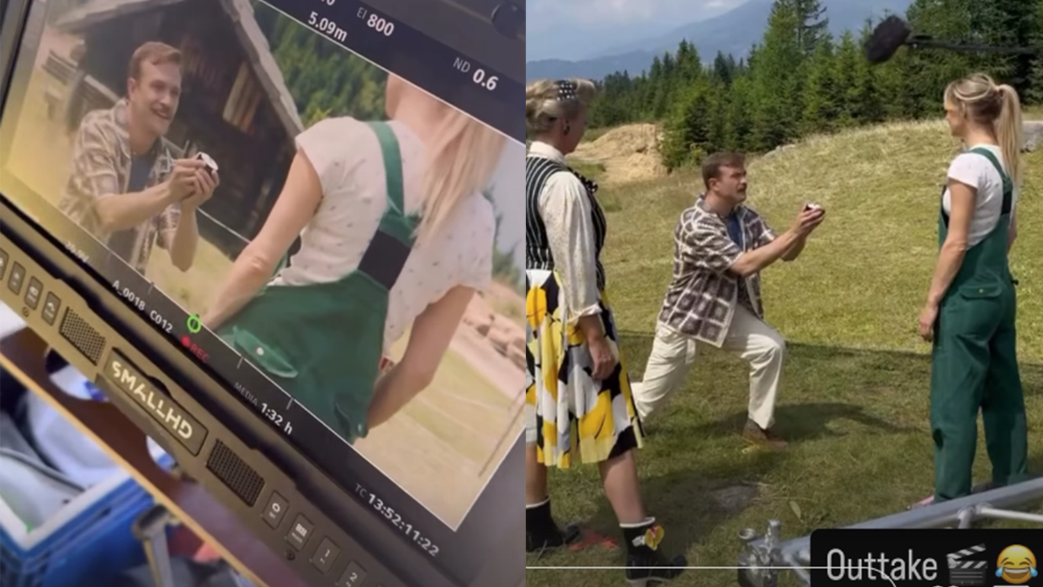 Auf Instagram teilte Michael Steinocher zwei Videos des Antrags an Melissa Naschenweng.