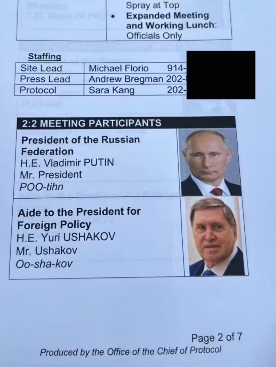 Trumps Unterlagen für den Alaska-Gipfel wurden im Hotel zurückgelassen