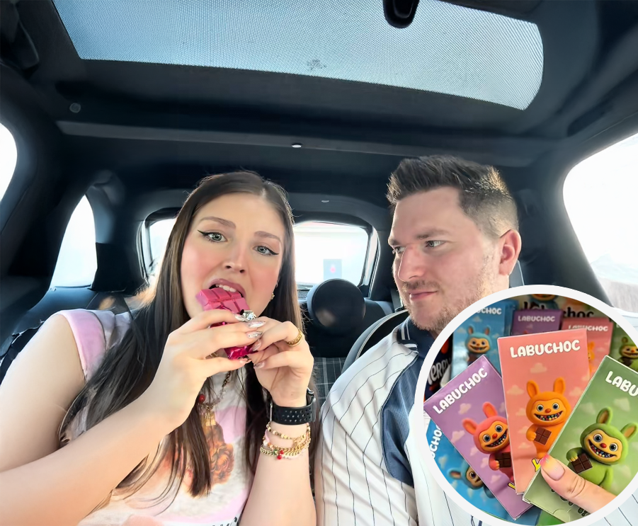 Auf TikTok werden die neuen Labubu-Schokoladen ausgiebig getestet.