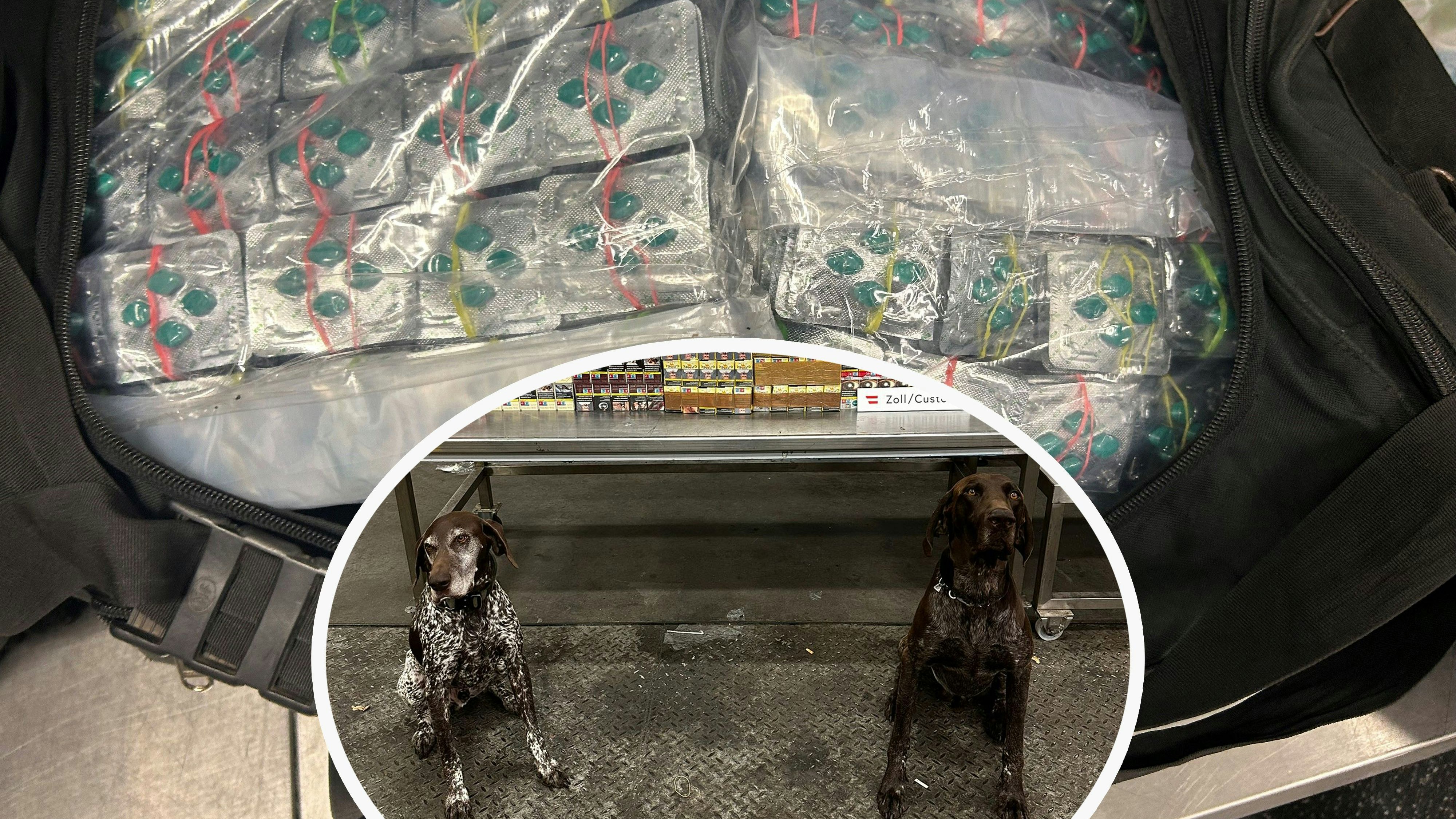 Randvoll: Zwei Sporttaschen waren komplett mit fast 25.000 Potenzpillen gefüllt – der Zoll stellte die gefährliche Schmuggelware sicher.