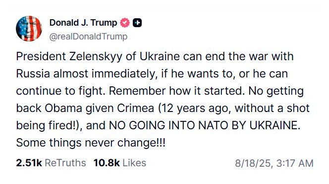 Donald Trump hat wenig überraschend eine spezielle Sicht auf die Lage in der Ukraine.