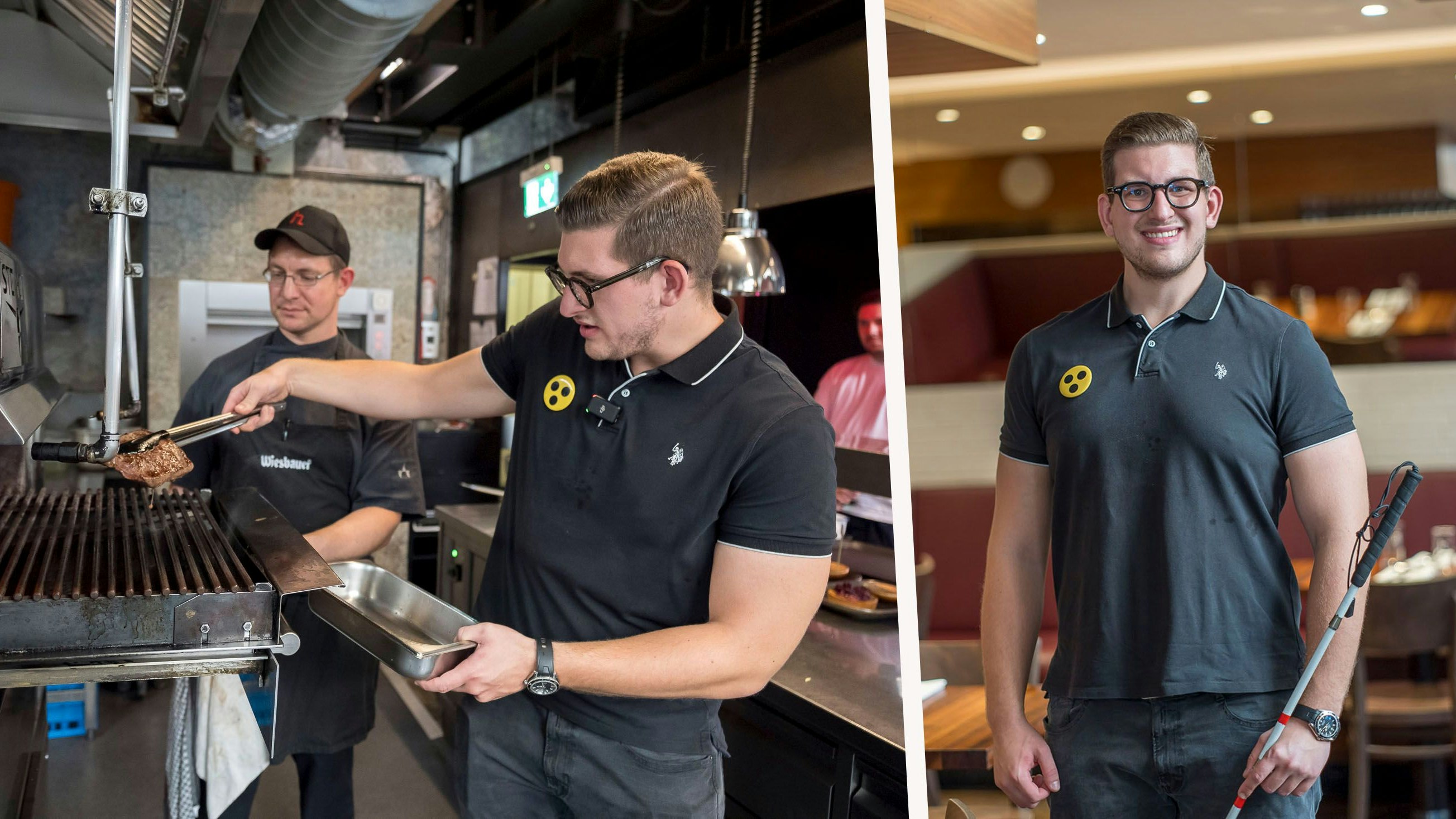 der sehbehinderte gastronom moritz huth in einigen seiner lokale in der wiener innenstadt, blind, 20250813 foto: helmut graf/tageszeitung heute