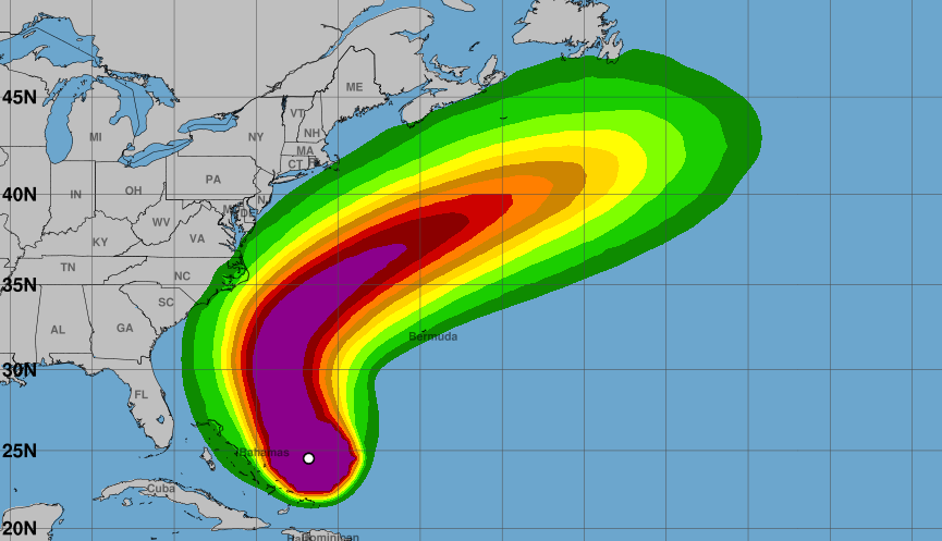 Die Bewegung von Hurrikan 
