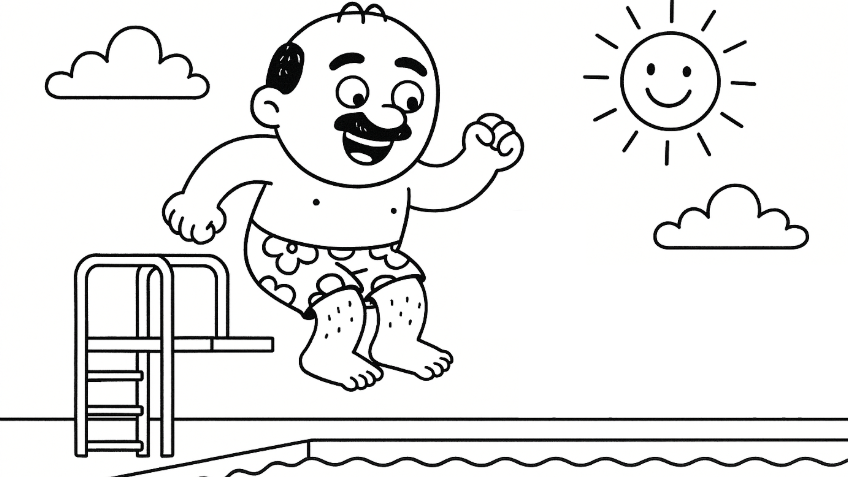 Komischer Kauz: Herlicek vergnügt sich im Wiener Stadionbad.