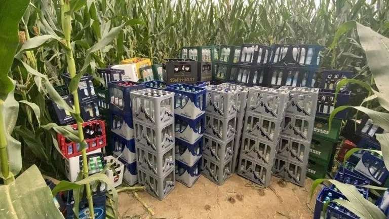 In einem Maisfeld bei Passau an der Grenze zu OÖ wurde das Versteck entdeckt.