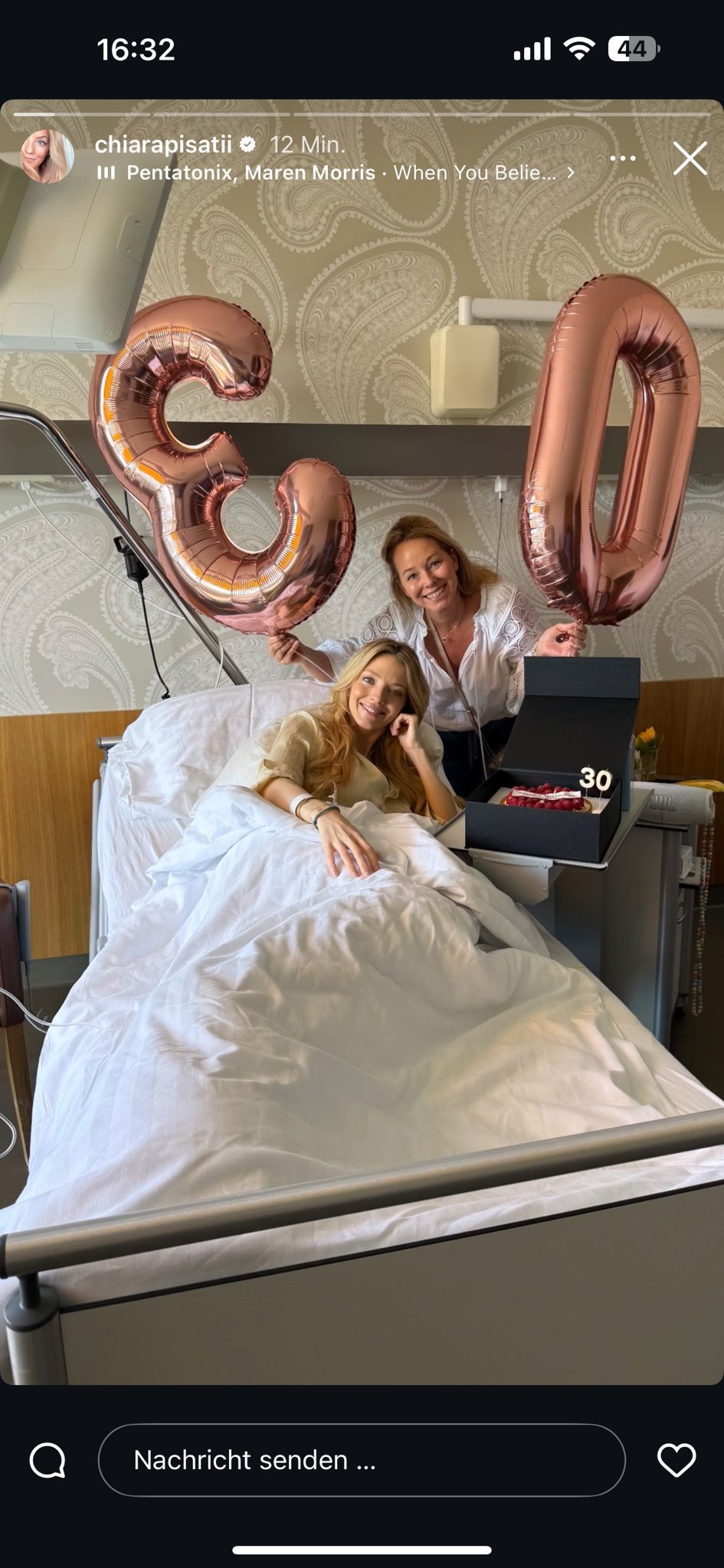 XXXLutz-Gesicht Chiara Pisati muss ihren 30. Geburtstag im Krankenhaus feiern.