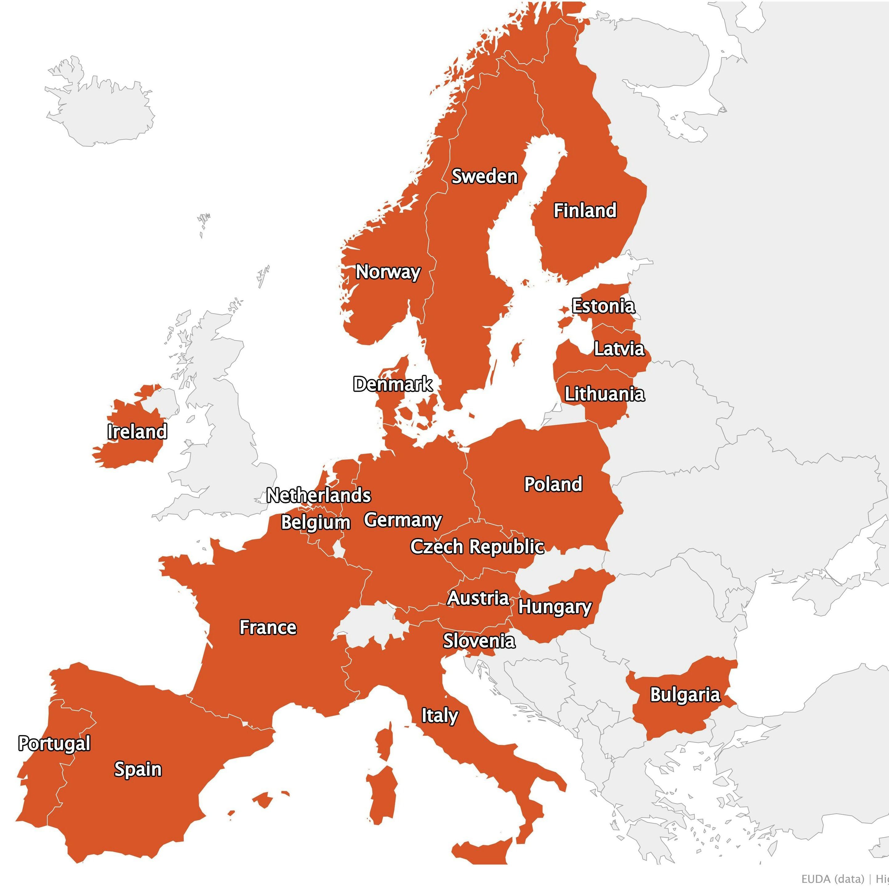 In diesen europäischen Ländern wurde zwischen 2019 und 2023 die Identifizierung von Nitazen-Opioiden gemeldet.