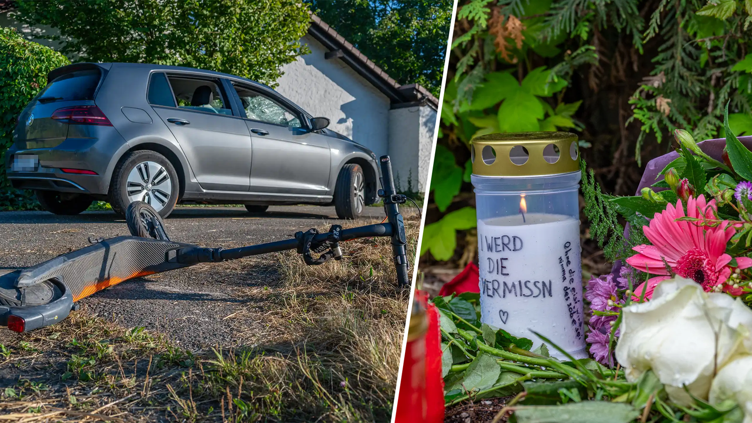 Kerzen und Blumen am Unfallort: Nach dem tragischen Crash am Dienstag starb eines der Mädchen (14) im Spital.