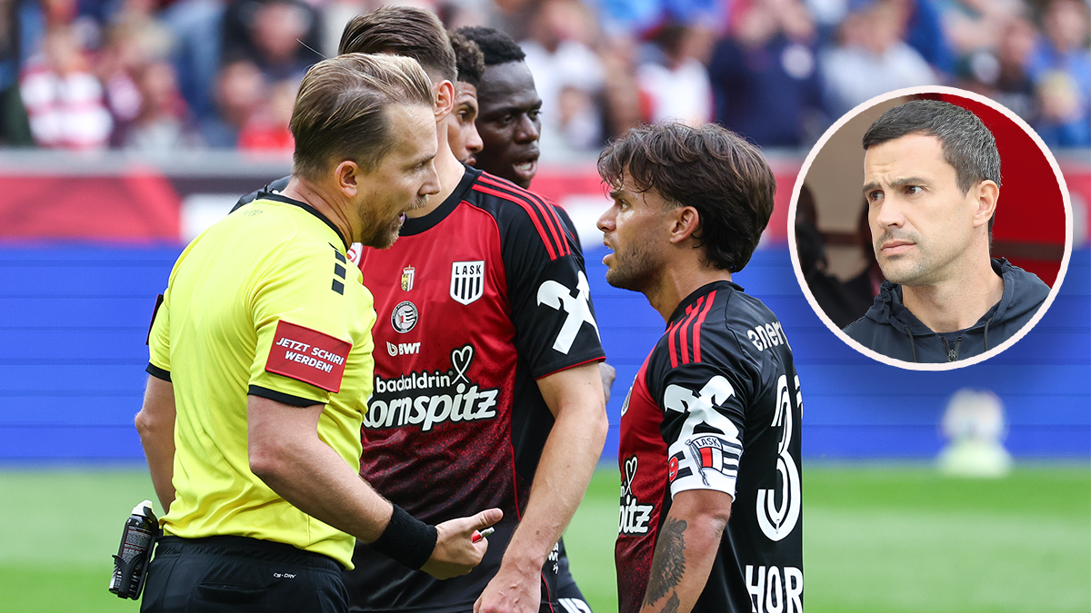 Schiedsrichter Julian Weinberger zeigte LASK-Kapitän Sascha Horvath die gelb-rote Karte. 