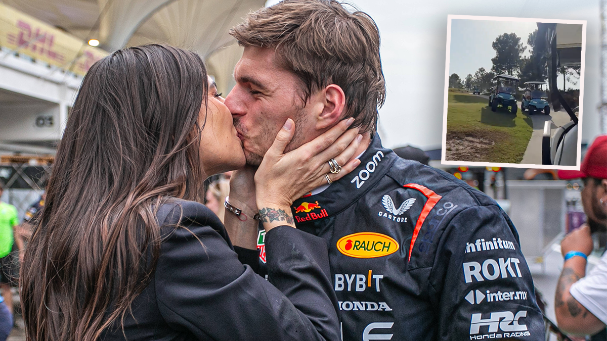 Formel-1-Star Max Verstappen wird auch im Golf Cart zum Rennfahrer. 