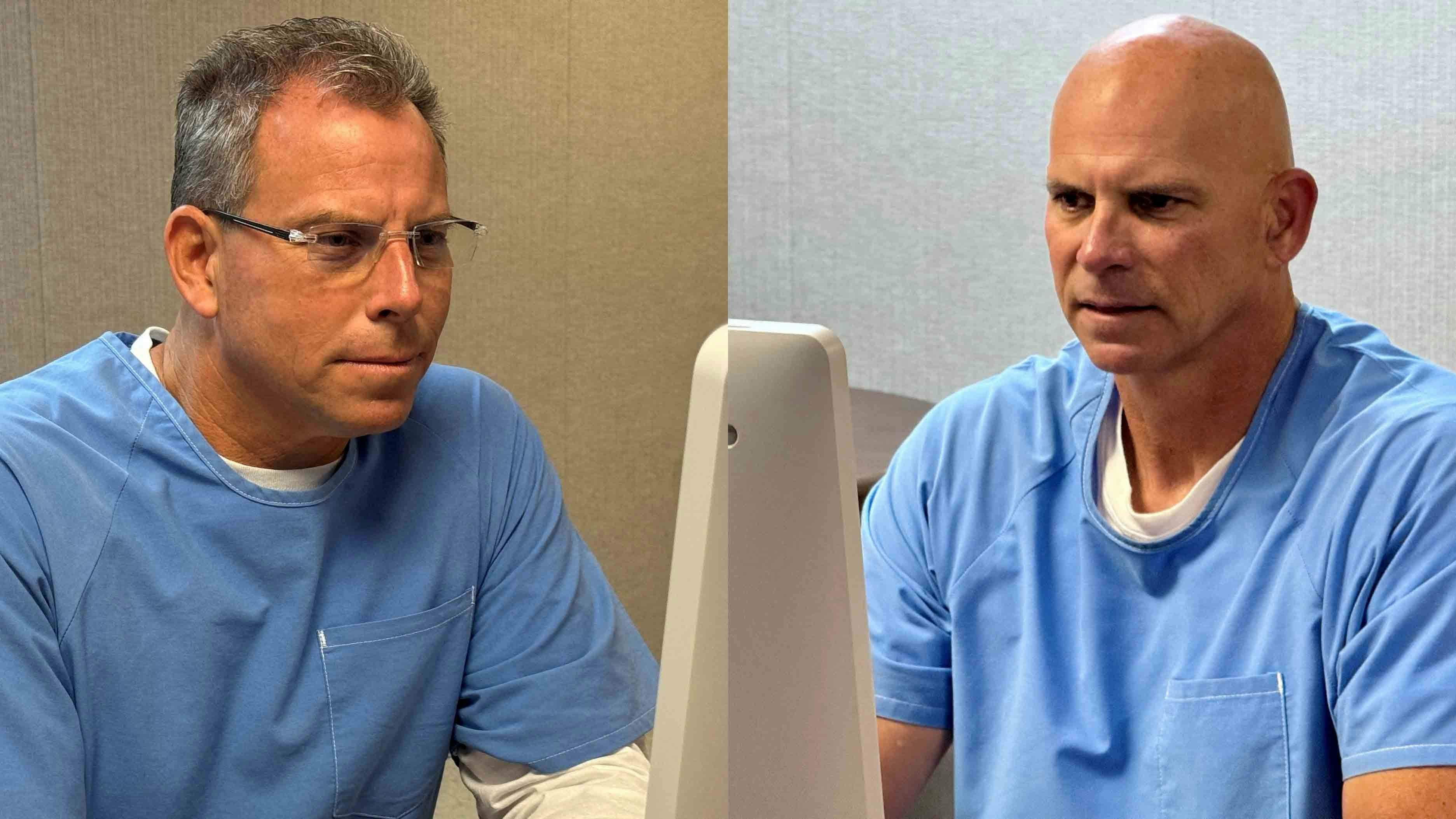 Erik (links) und Lyle Menendez bei ihren jeweiligen Bewährungsanhörungen.