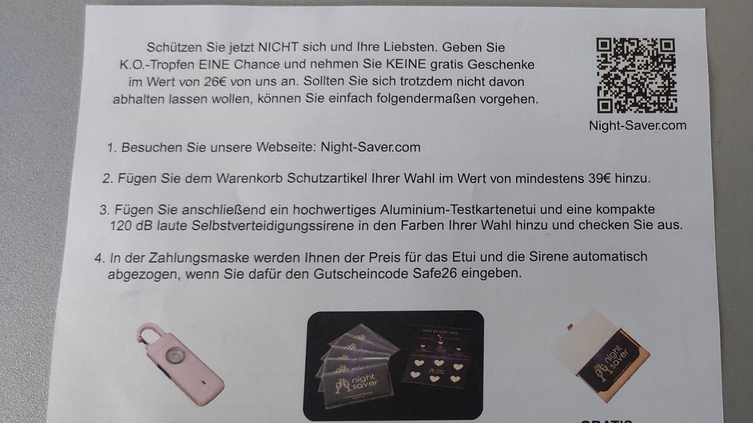 Die Rückseite der Werbung.