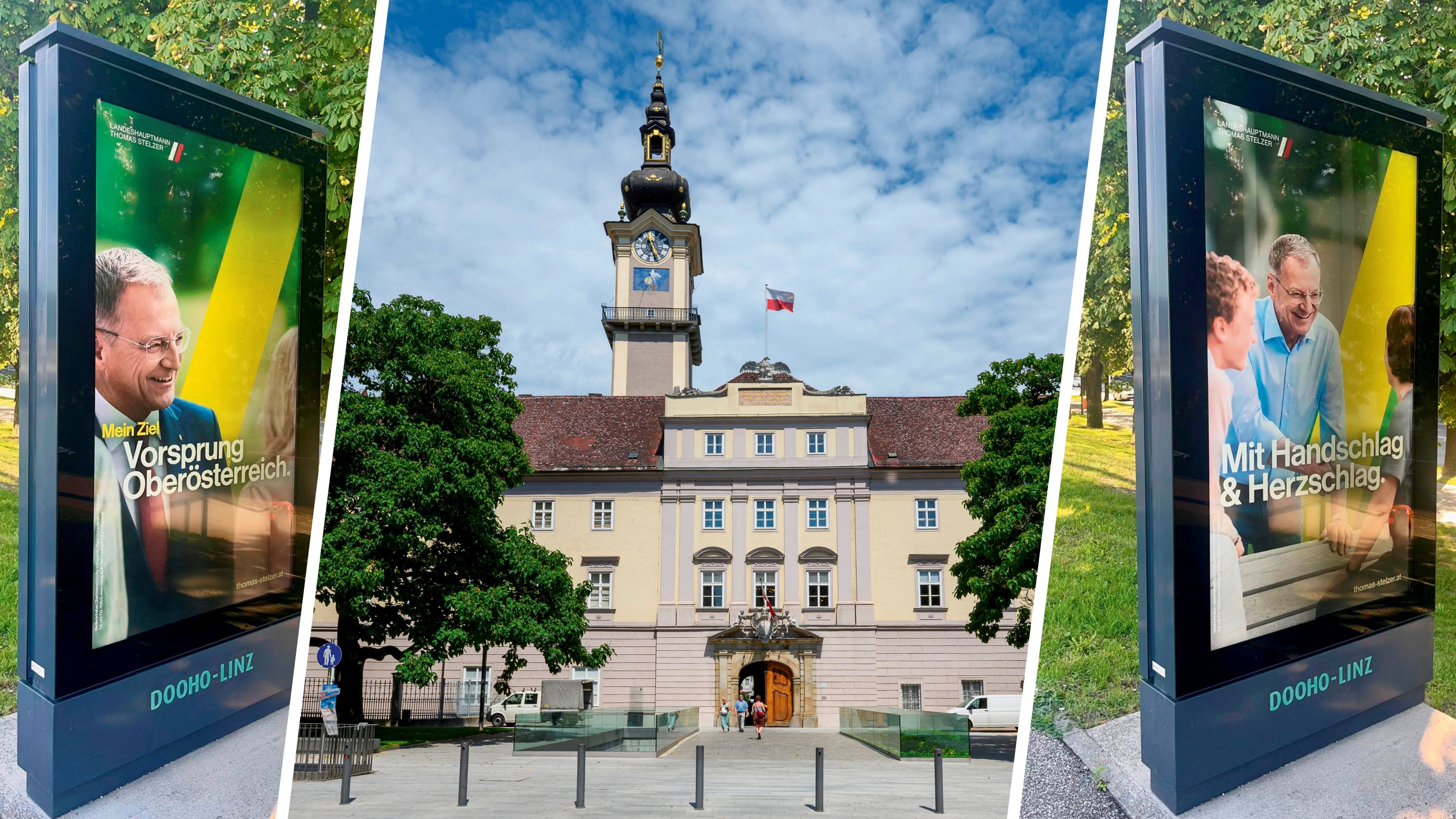 Ist fast einen Monat lang allerorten zu sehen: der schwarze Landeshauptmann Thomas Stelzer.