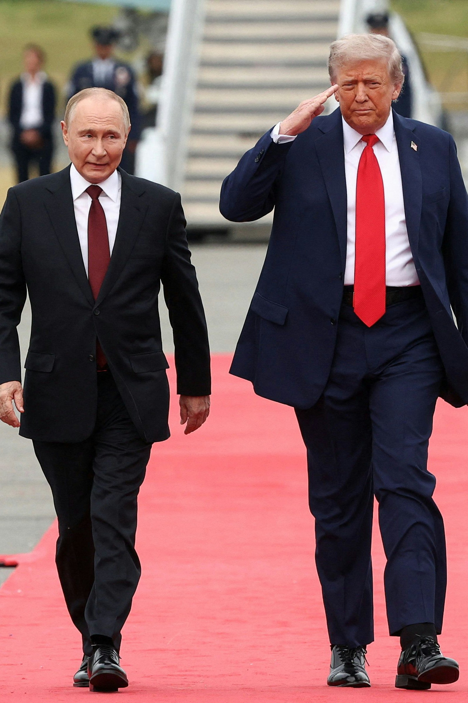 US-Präsident Donald Trump und sein russischer Amtskollege Wladimir Putin bei ihrem Treffen in Anchorage, Alaska