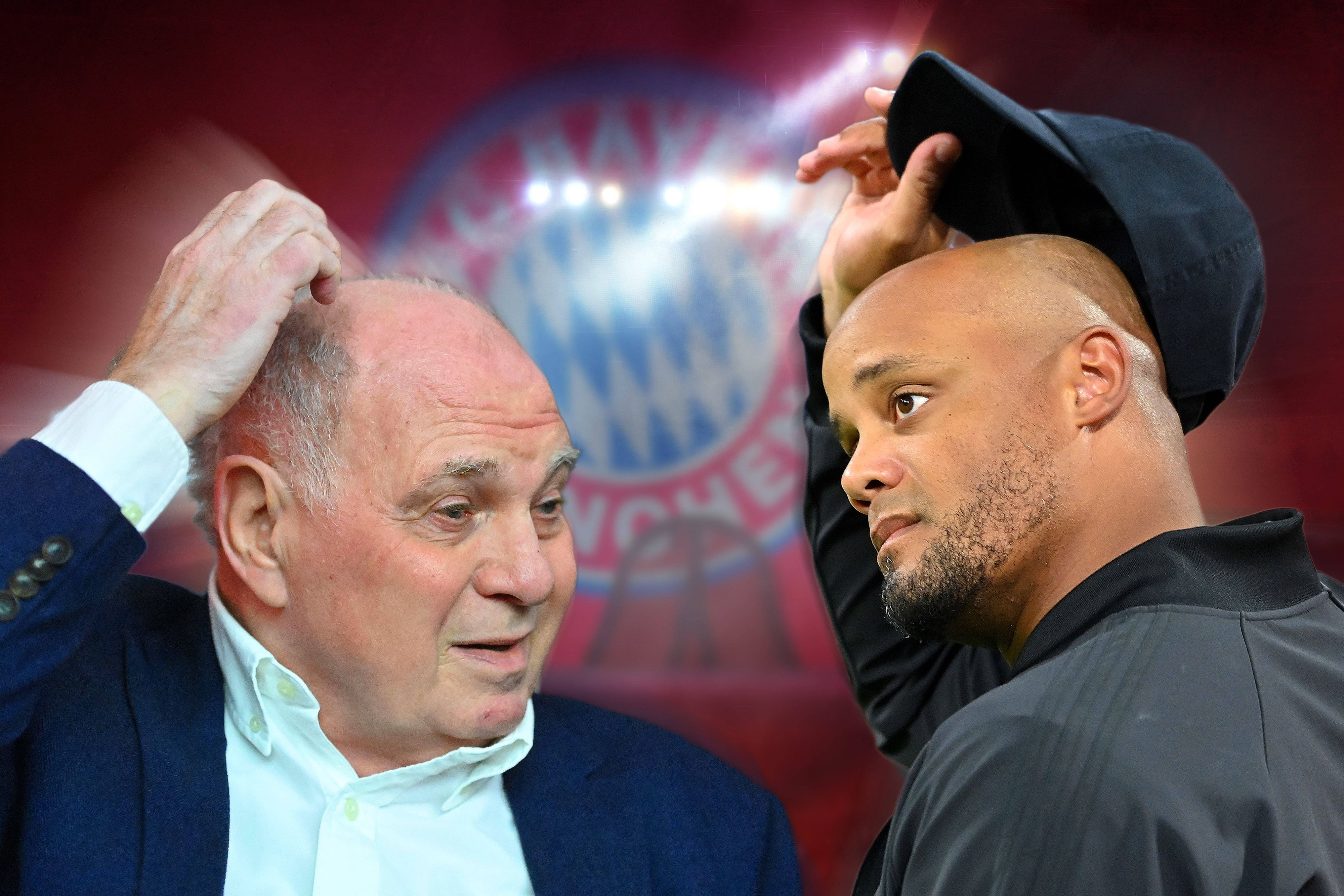 Bayerns Ehrenpräsident Uli Hoeneß und Trainer Vincent Kompany. 