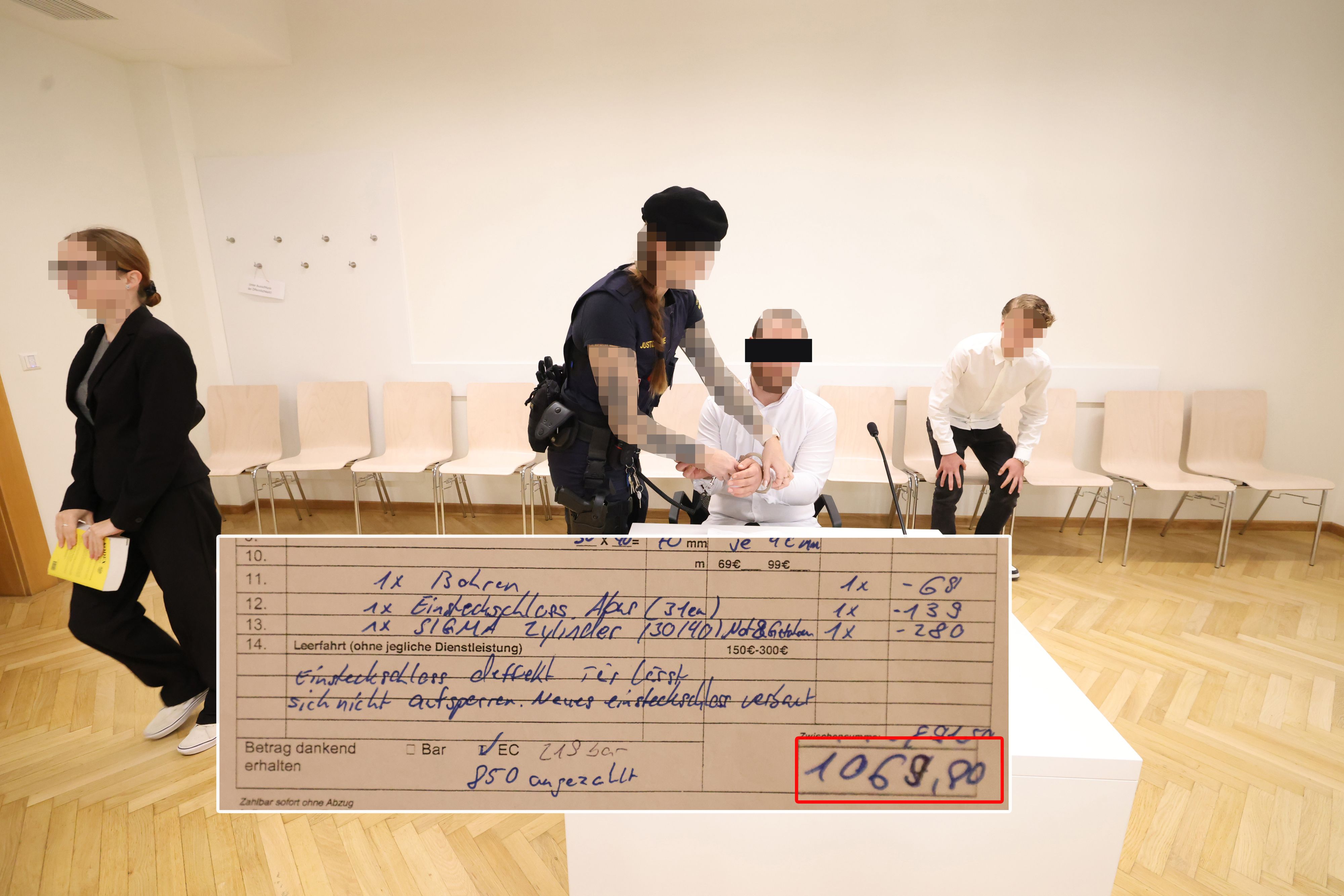 Angeklagter in Wien: Für einmal aufsperren über 1.000 Euro verrechnet.