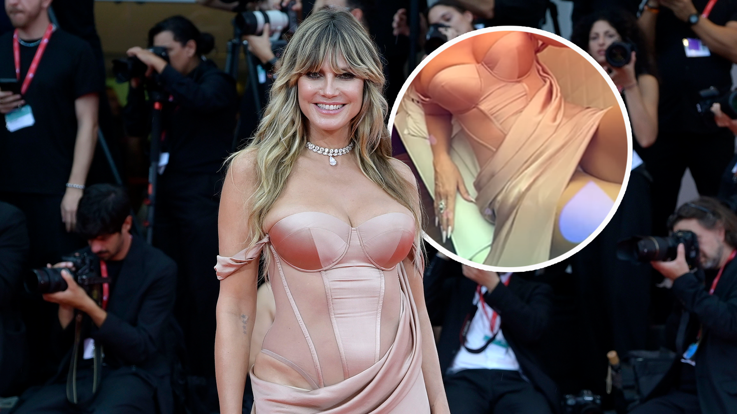 In einem Instagram-Clip räkelt sich Heidi Klum auf der Rückbank eines Wassertaxis in Venedig und gewährt dabei ungewollt einen Blick unter ihr Kleid.