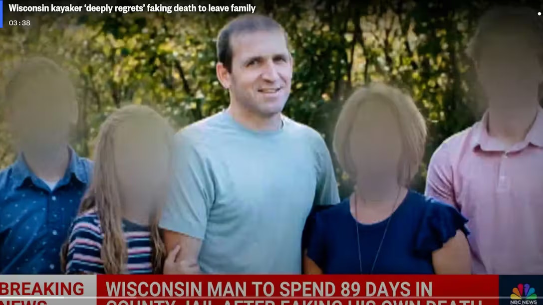Ryan B. aus Wisconsin täuschte seinen Tod vor, um seine Frau und die drei Kinder zu verlassen.
