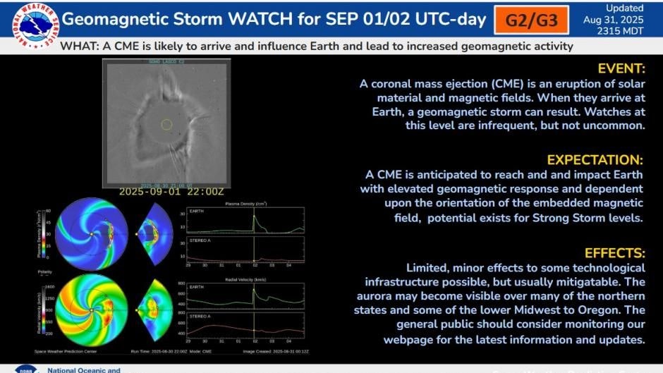 Ein koronaler Masseauswurf trifft Anfang September die Erde.
