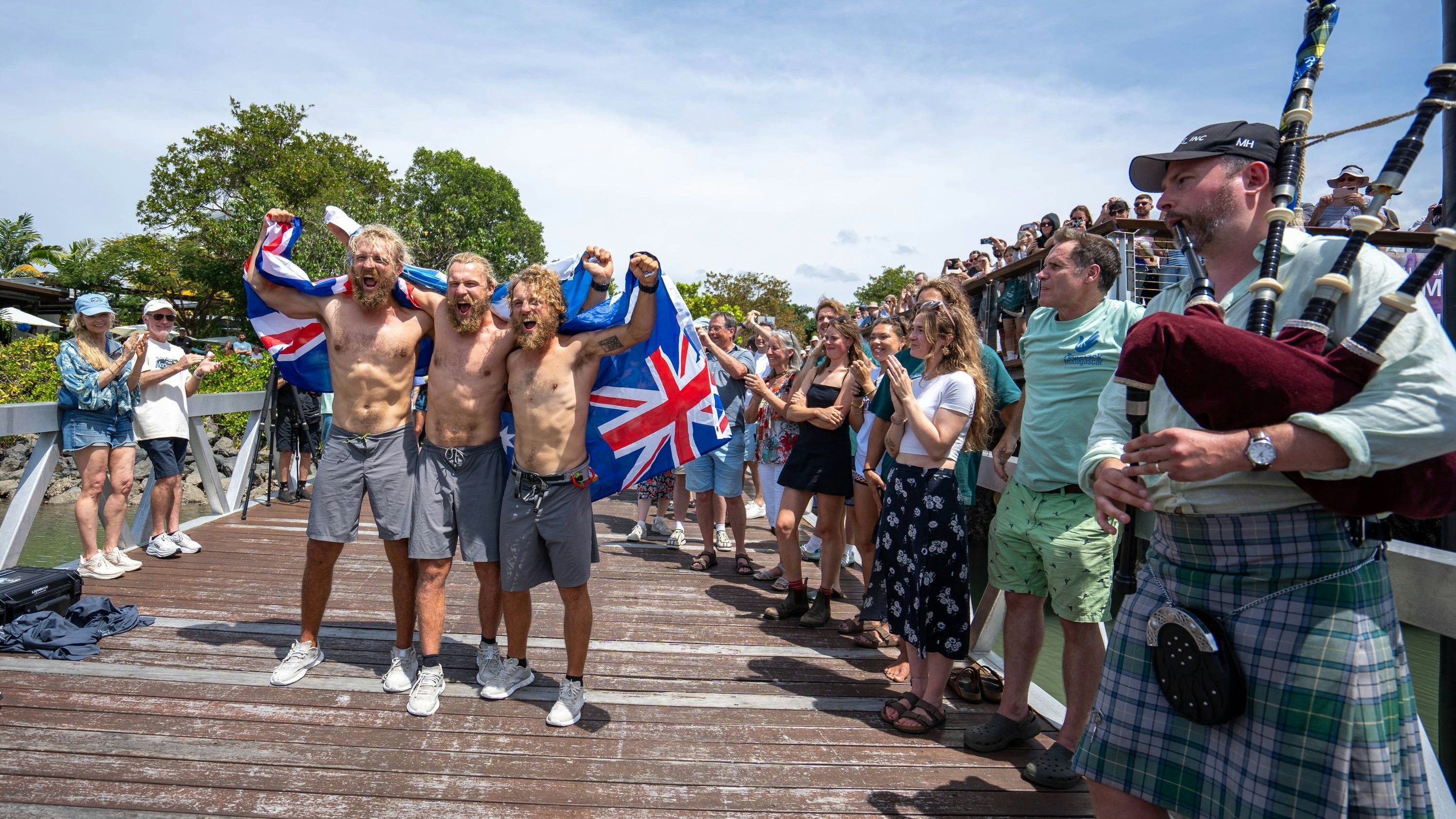 MACLEAN BROTHERS CAIRNS ARRIVAL, XXX in Cairns, QLD, Saturday, August 30, 2025.The Maclean brothers will complete their world record-breaking row in Cairns after 138 days on the Pacific Ocean to raise funds for clean water projects. The Scottish brothers, Ewan, Jamie and Lachlan, are the first sibling team to row any ocean, the youngest team of three, and the fastest team of three to row the Atlantic.  NO ARCHIVING CAIRNS QLD AUSTRALIA CAIRNS PUBLICATIONxNOTxINxAUSxNZLxPNGxFIJxVANxSOLxTGA Copyright: xNUNOxAVENDANOx 20250830175362267048