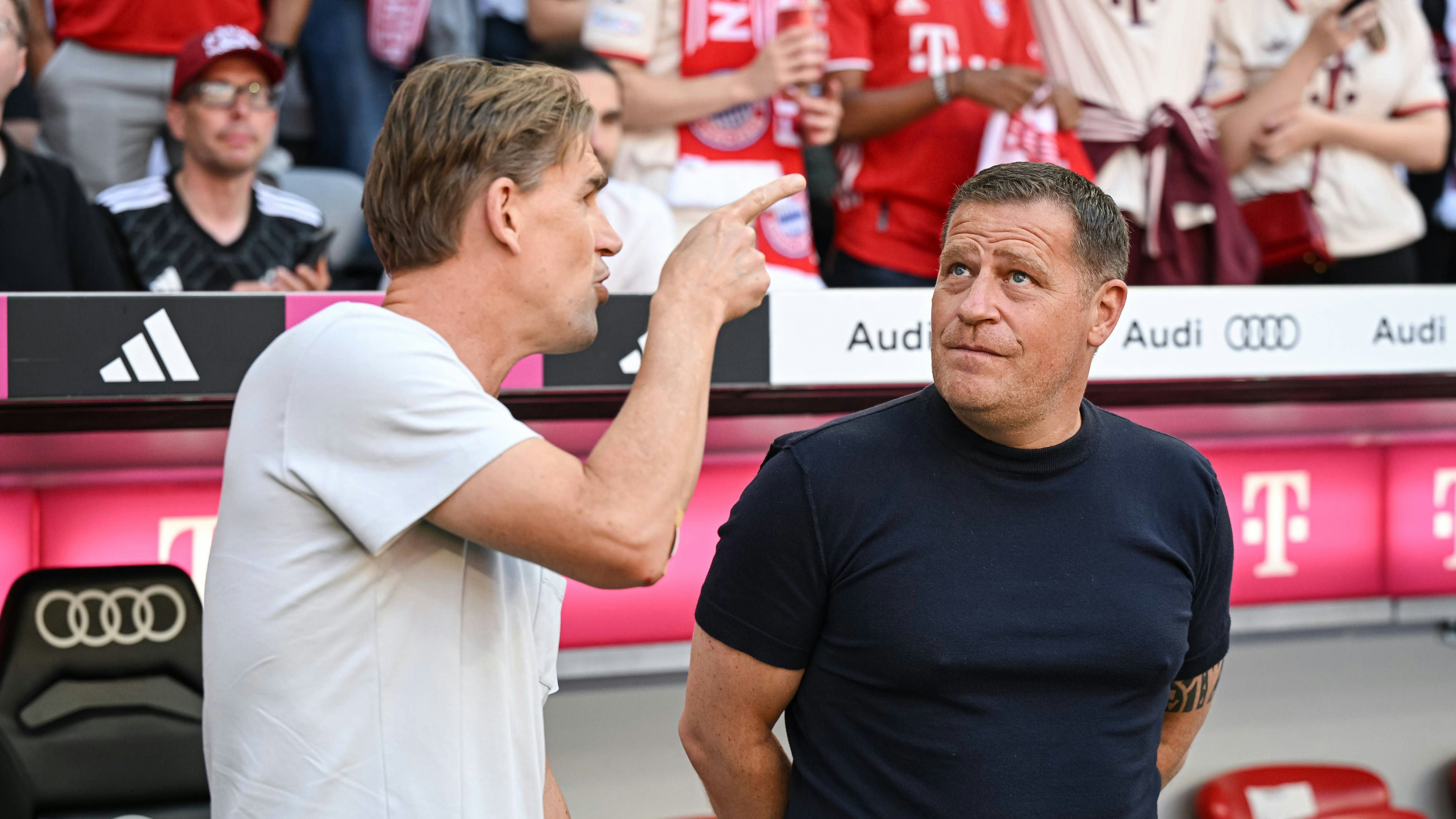Die Kader-Architekten des FC Bayern: Christoph Freund und Max Eberl.
