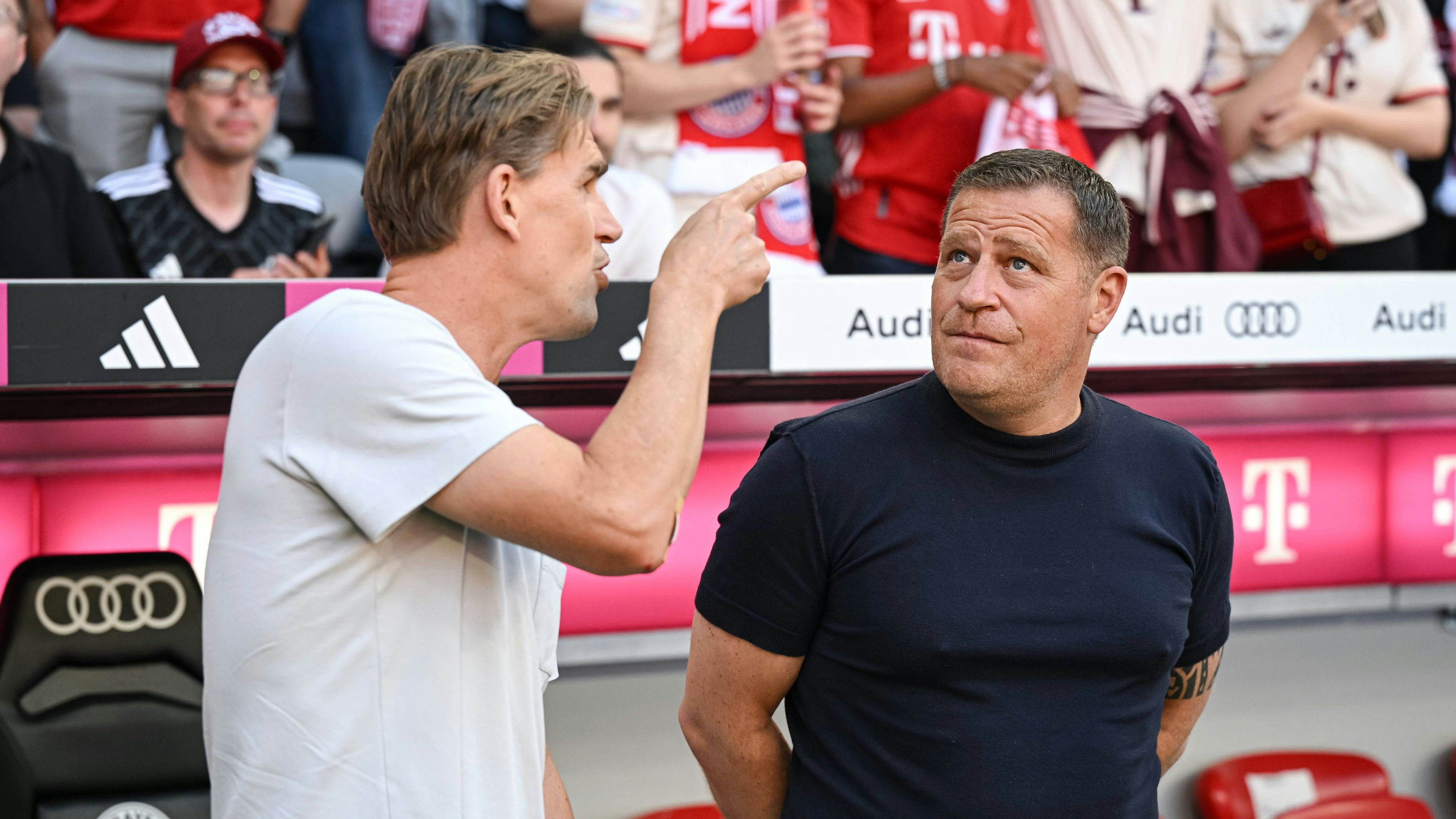 Die Kader-Architekten des FC Bayern: Christoph Freund und Max Eberl.