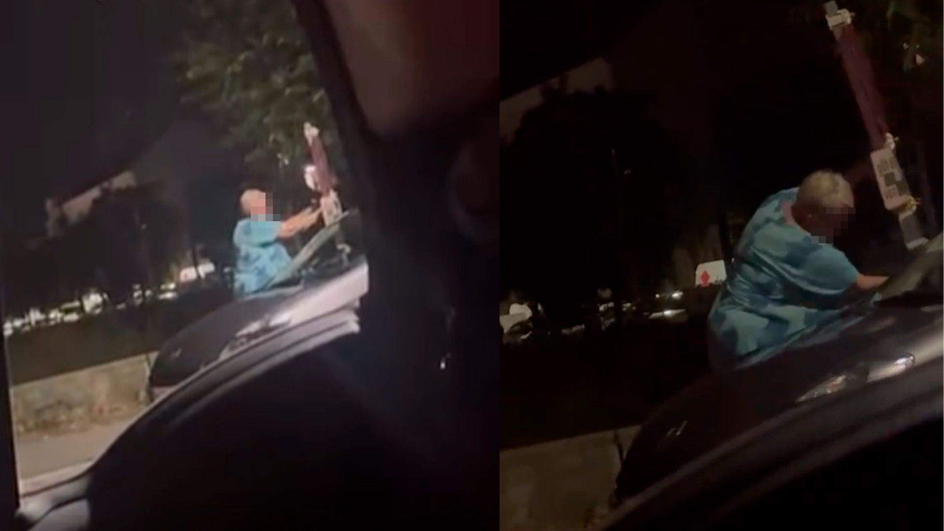 Die wütende Wienerin schob die Verbotsschilder vor ihr Fahrzeug.