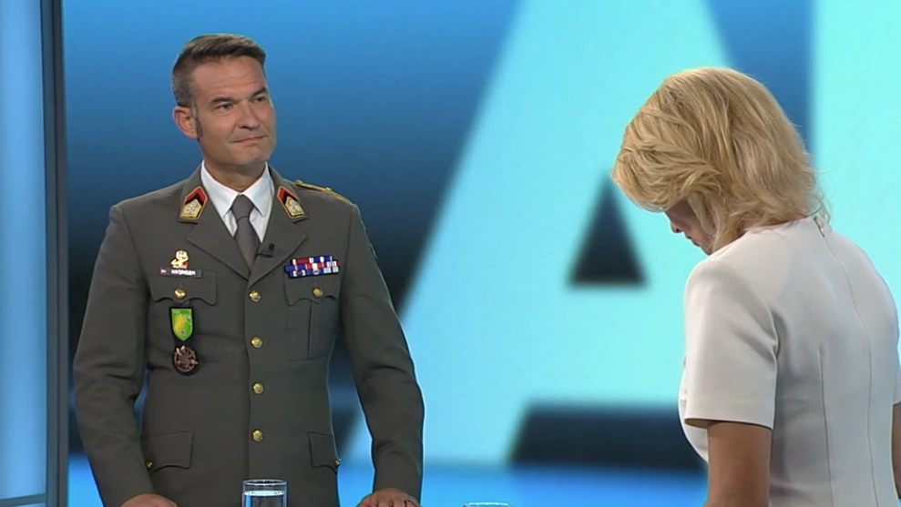 Oberst Matthias Wasinger im ORF-Studio am Montag, 1. September 2025