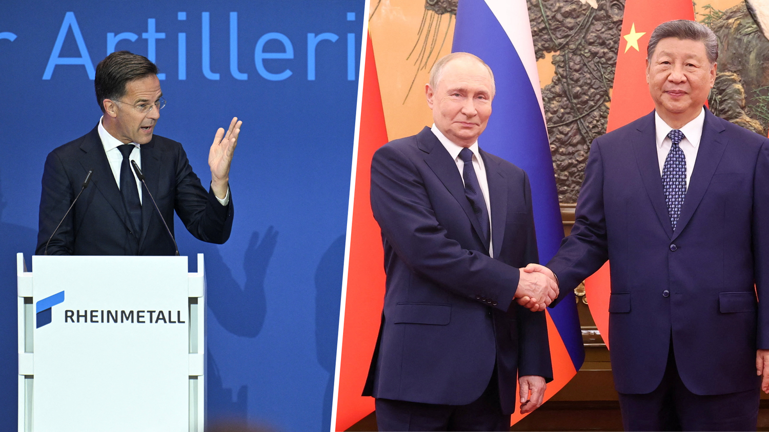 NATO-General Mark Rutte (l.) warnt vor einer Bedrohung durch China und Russland.