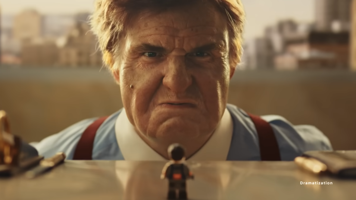 Auch zum grimmigen Manager verwandelt sich der Schauspieler kurzerhand.